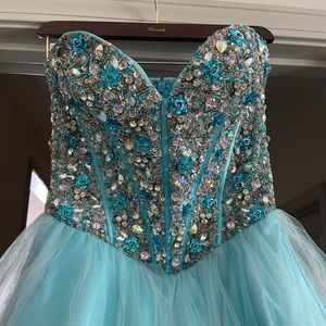 Terani Couture Aqua Mini Dress